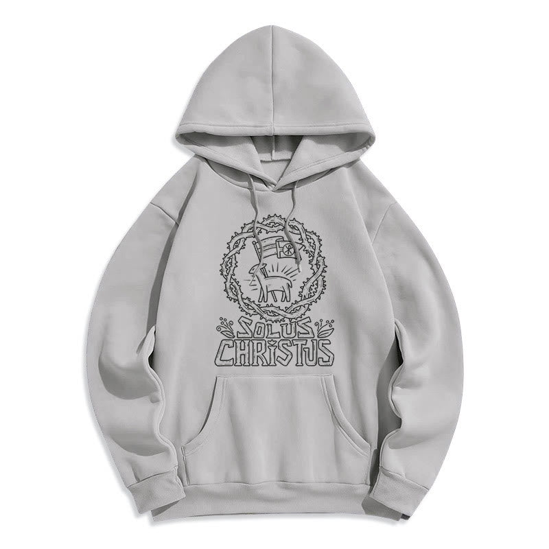 Christianartworkshop Moderner Stil Solus Christus Kapuzenpullover aus Polyester mit Lammfleece-Futter