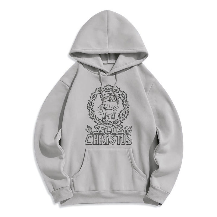 Christianartworkshop Moderner Stil Solus Christus Kapuzenpullover aus Polyester mit Lammfleece-Futter