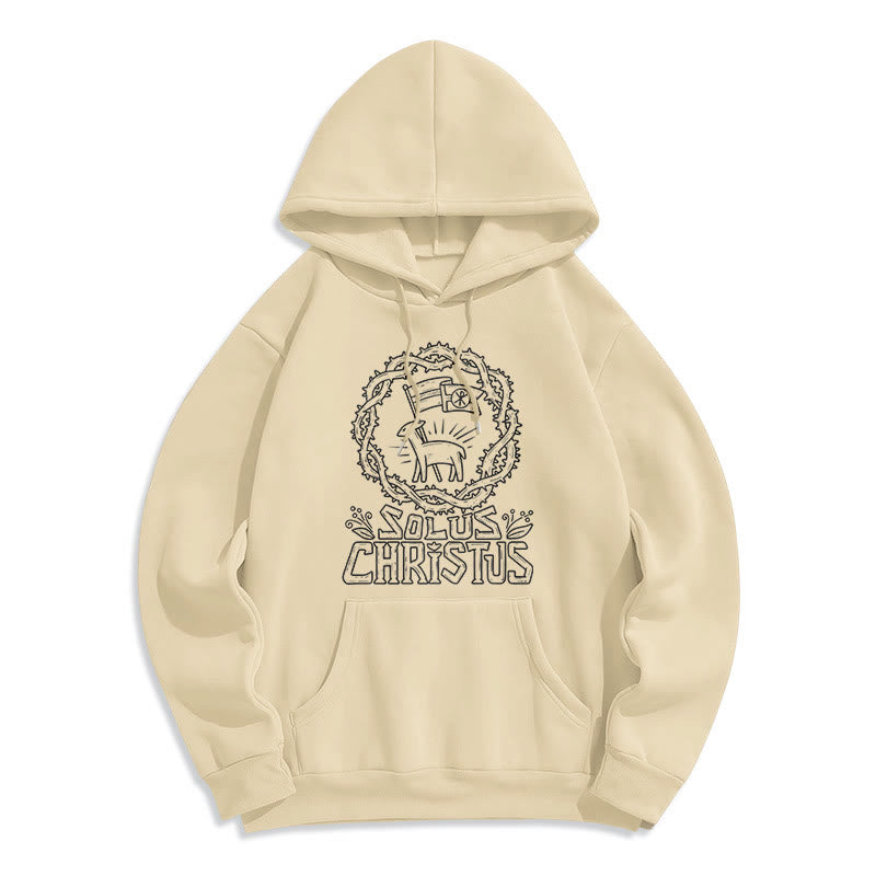 Christianartworkshop Moderner Solus Christus Lamm Fleecegefütterter Polyester-Hoodie - Beige - 2XL - image 7