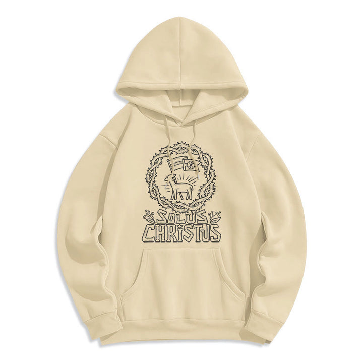 Christianartworkshop Moderner Solus Christus Lamm Fleecegefütterter Polyester-Hoodie - Beige - 2XL - image 7