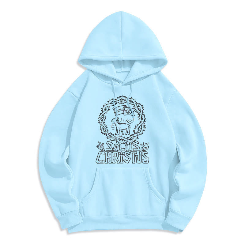 Christianartworkshop Moderner Solus Christus Lamm Fleecegefütterter Polyester-Hoodie - Blau - 2XL - image 13