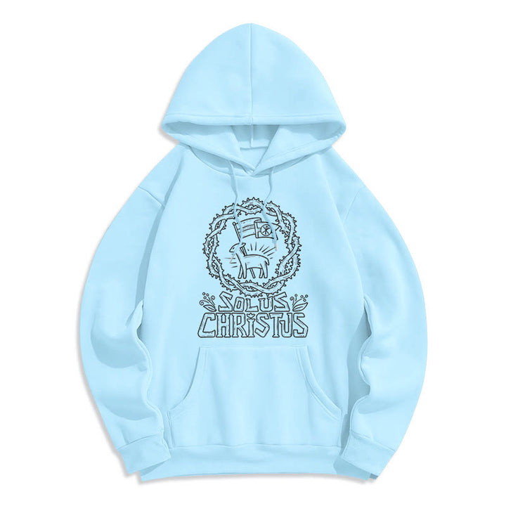 Christianartworkshop Moderner Stil Solus Christus Kapuzenpullover aus Polyester mit Lammfleece-Futter