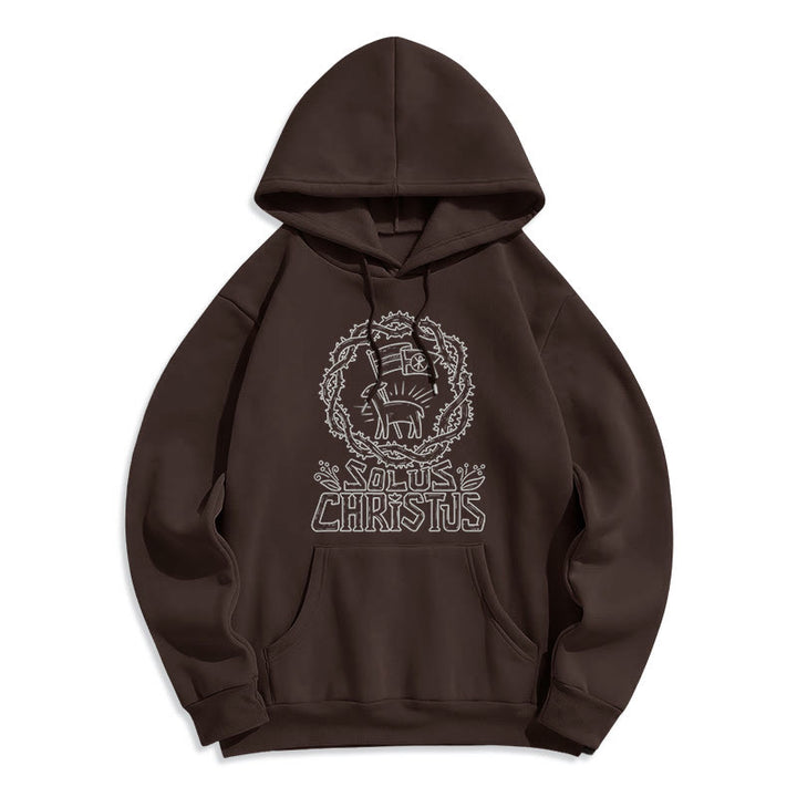 Christianartworkshop Moderner Solus Christus Lamm Fleecegefütterter Polyester-Hoodie - Braun - 2XL - image 9