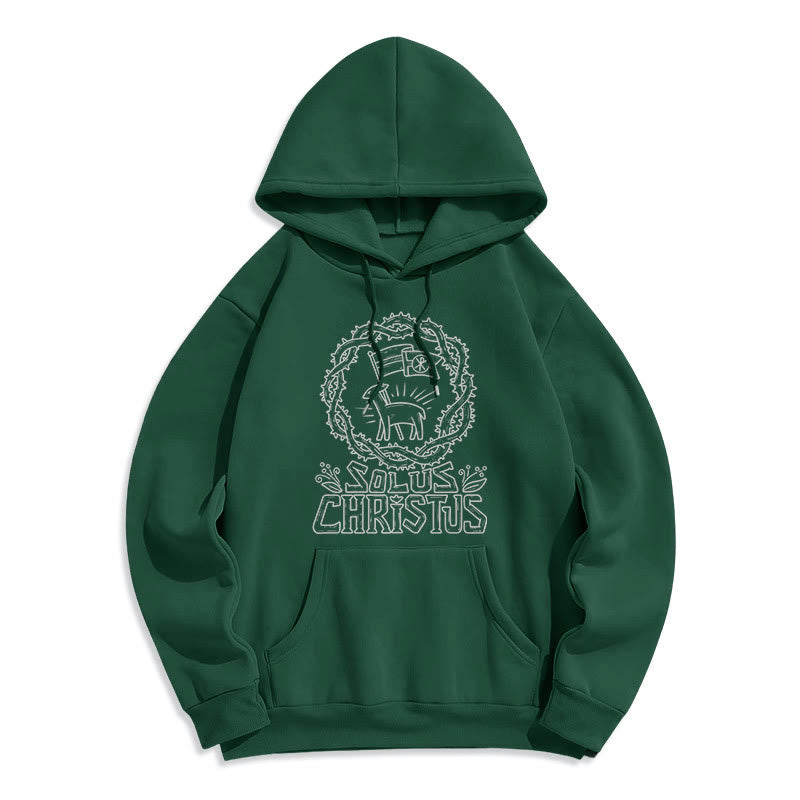 Christianartworkshop Moderner Solus Christus Lamm Fleecegefütterter Polyester-Hoodie - Grün - 2XL - image 11