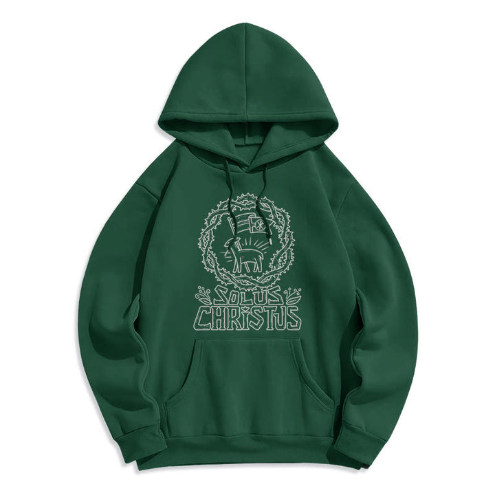 Christianartworkshop Moderner Solus Christus Lamm Fleecegefütterter Polyester-Hoodie - Grün - 2XL - image 11
