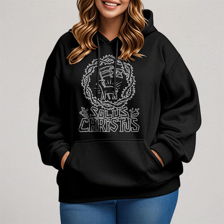 Christianartworkshop Moderner Stil Solus Christus Kapuzenpullover aus Polyester mit Lammfleece-Futter