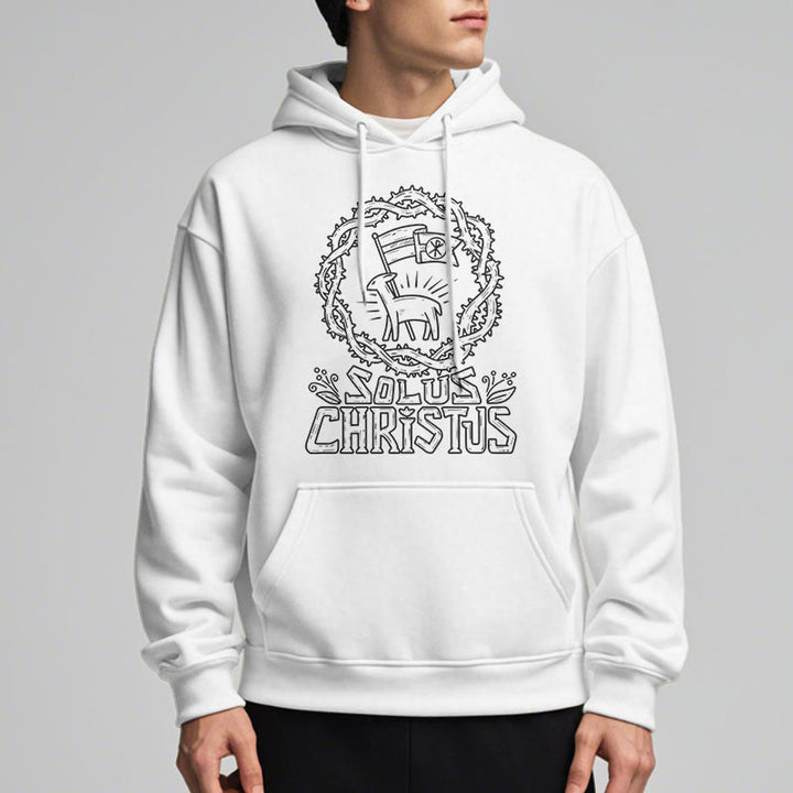 Christianartworkshop Moderner Stil Solus Christus Kapuzenpullover aus Polyester mit Lammfleece-Futter - image 5