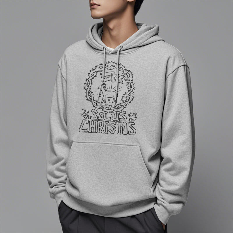 Christianartworkshop Moderner Stil Solus Christus Kapuzenpullover aus Polyester mit Lammfleece-Futter