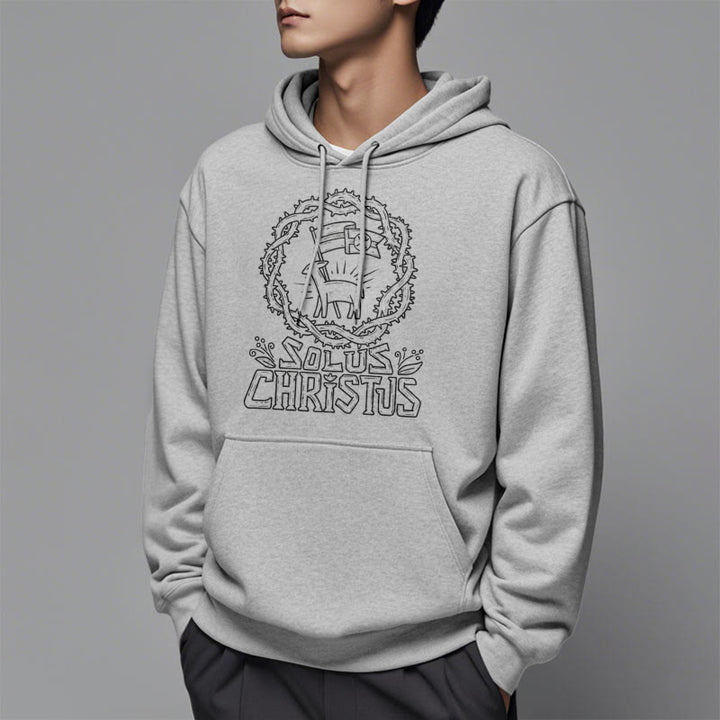Christianartworkshop Moderner Stil Solus Christus Kapuzenpullover aus Polyester mit Lammfleece-Futter