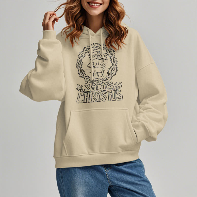 Christianartworkshop Moderner Stil Solus Christus Kapuzenpullover aus Polyester mit Lammfleece-Futter