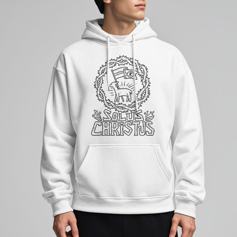 Christianartworkshop Moderner Stil Solus Christus Kapuzenpullover aus Polyester mit Lammfleece-Futter