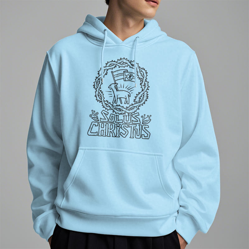 Christianartworkshop Moderner Stil Solus Christus Kapuzenpullover aus Polyester mit Lammfleece-Futter