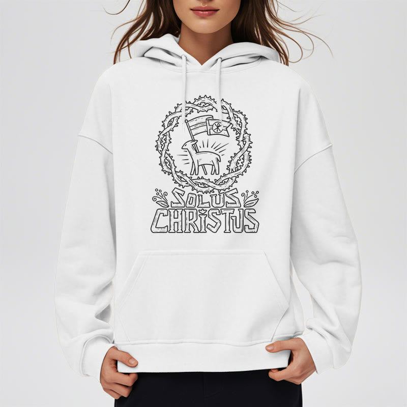 Christianartworkshop Moderner Stil Solus Christus Kapuzenpullover aus Polyester mit Lammfleece-Futter