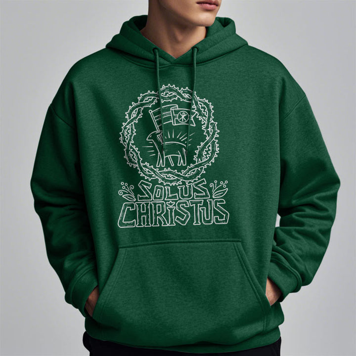 Christianartworkshop Moderner Stil Solus Christus Kapuzenpullover aus Polyester mit Lammfleece-Futter