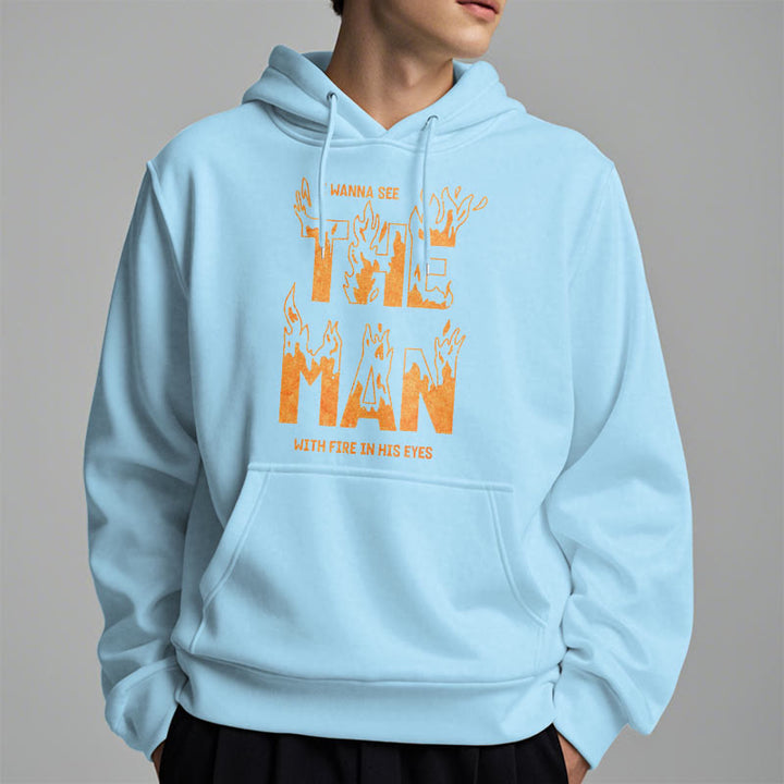 Christianartworkshop Zitat-Stil Der Mann mit dem Feuer in seinen Augen Fleece-gefütterter Polyester-Kapuzenpullover