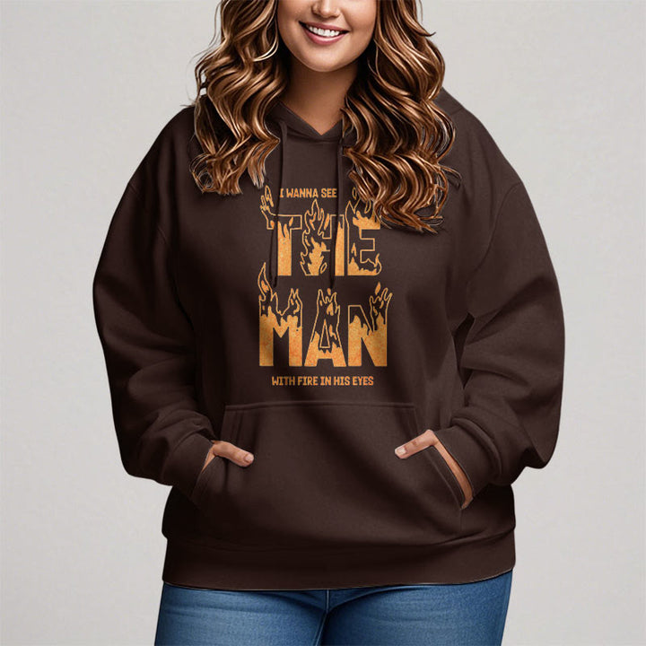 Christianartworkshop Zitat-Stil Der Mann mit dem Feuer in seinen Augen Fleece-gefütterter Polyester-Kapuzenpullover
