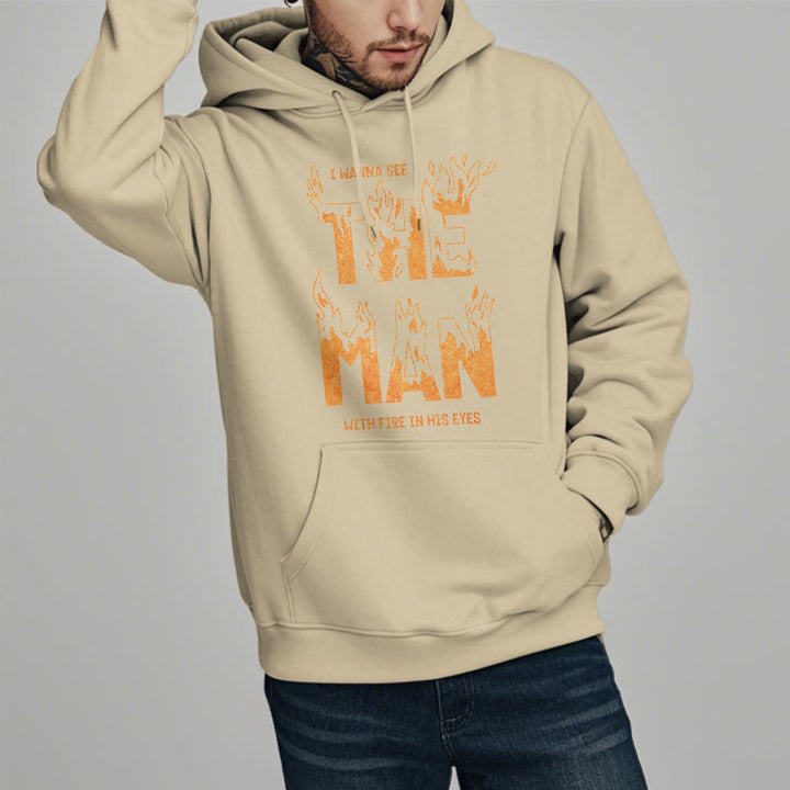 Christianartworkshop Zitat-Stil Der Mann mit dem Feuer in seinen Augen Fleece-gefütterter Polyester-Kapuzenpullover