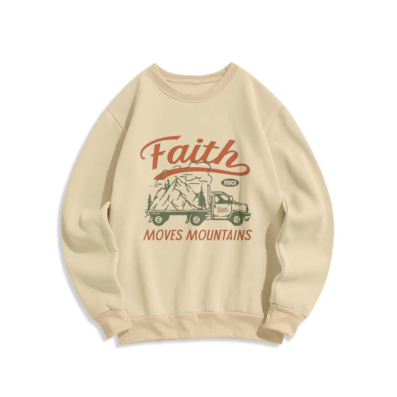 Christianartworkshop Zitat Farbiger Stil Glaube bewegt Berge Fleece gefüttertes Polyester-Sweatshirt - Beige - 2XL - image 8