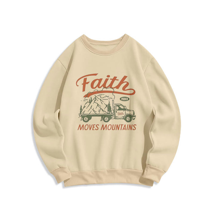 Christianartworkshop Zitat Farbiger Stil Glaube bewegt Berge Fleece gefüttertes Polyester-Sweatshirt - Beige - 2XL - image 8