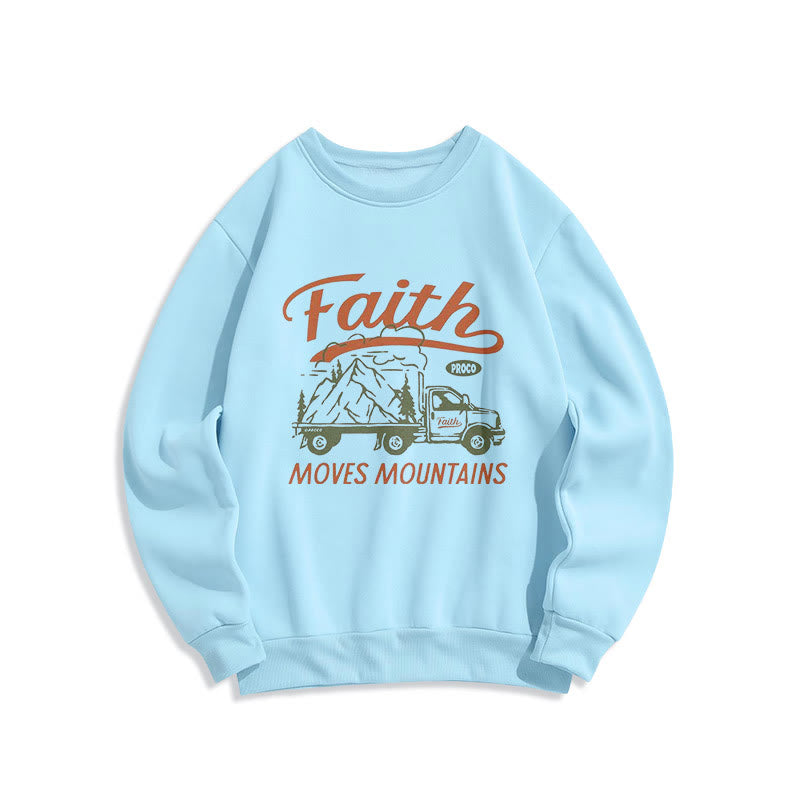 Christianartworkshop Zitat Farbiger Stil Glaube bewegt Berge Fleece gefüttertes Polyester-Sweatshirt - Blau - 2XL - image 14