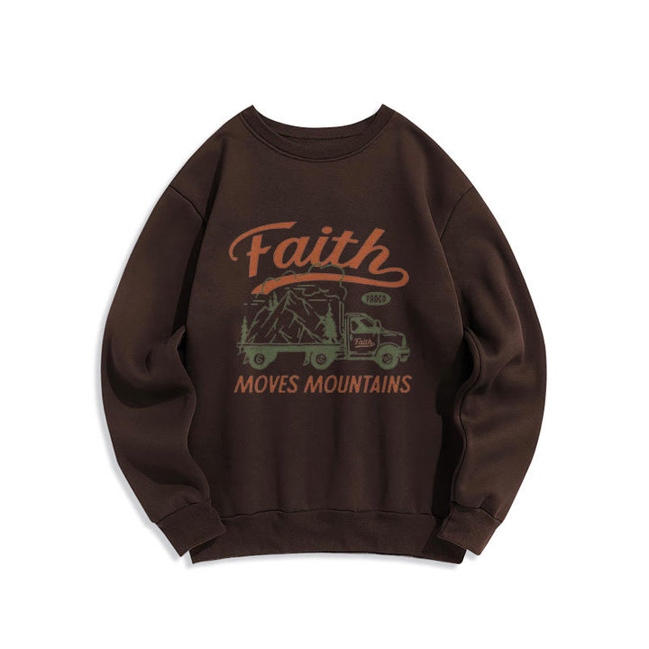 Christianartworkshop Zitat Farbiger Stil Glaube bewegt Berge Fleece gefüttertes Polyester-Sweatshirt - Braun - 2XL - image 10