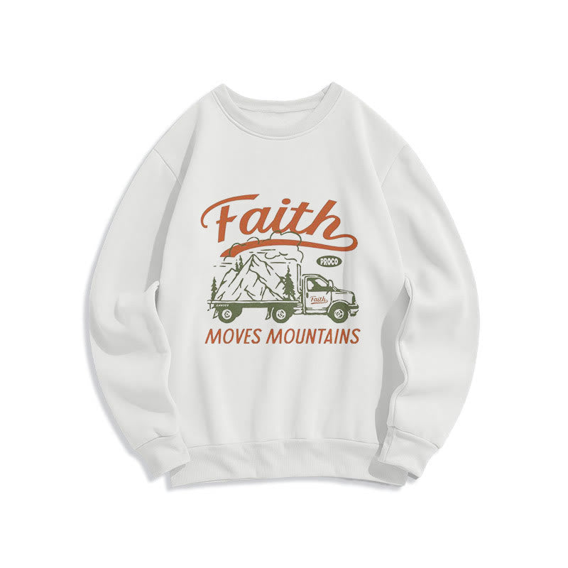 Christianartworkshop Zitat Farbiger Stil Glaube versetzt Berge Fleecegefüttertes Polyester-Sweatshirt - Weiß - 2XL - image 0