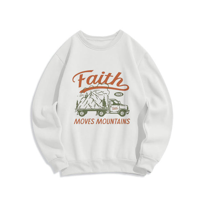 Christianartworkshop Zitat Farbiger Stil Glaube versetzt Berge Fleecegefüttertes Polyester-Sweatshirt - Weiß - 2XL - image 0