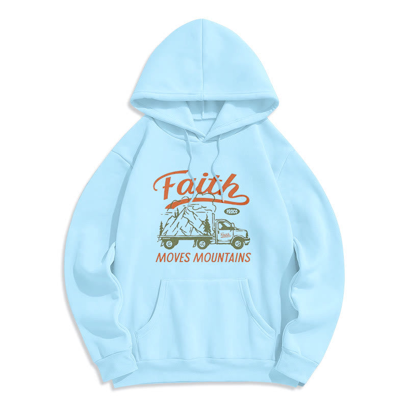 Christianartworkshop Zitat Farbiger Stil Glaube bewegt Berge Fleece gefütterter Polyester-Kapuzenpullover - Blau - 2XL - image 14