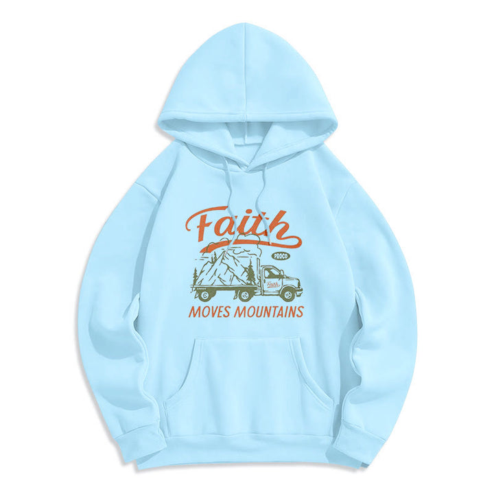 Christianartworkshop Zitat Farbiger Stil Glaube bewegt Berge Fleece gefütterter Polyester-Kapuzenpullover - Blau - 2XL - image 14