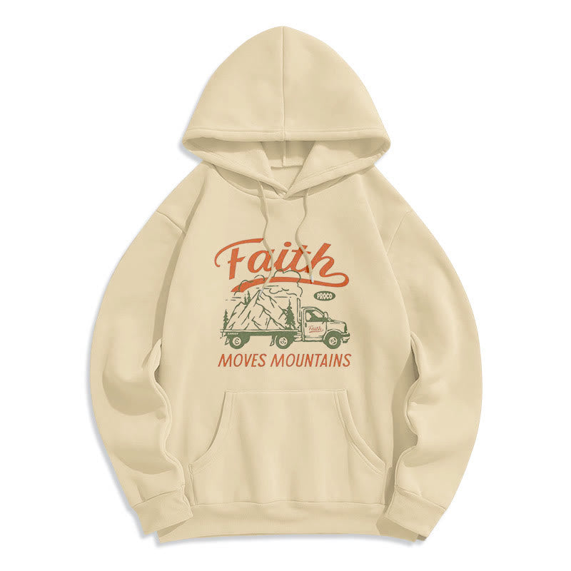 Christianartworkshop Zitat Farbiger Stil Glaube bewegt Berge Fleece gefütterter Polyester-Kapuzenpullover - Beige - 2XL - image 8