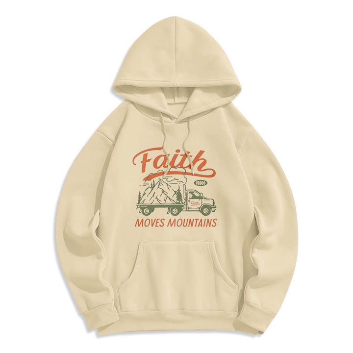 Christianartworkshop Zitat Farbiger Stil Glaube bewegt Berge Fleece gefütterter Polyester-Kapuzenpullover - Beige - 2XL - image 8