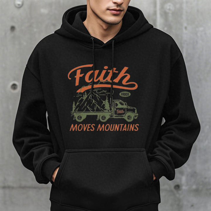 Christianartworkshop Zitat Farbiger Stil Glaube bewegt Berge Fleece gefütterter Polyester-Kapuzenpullover