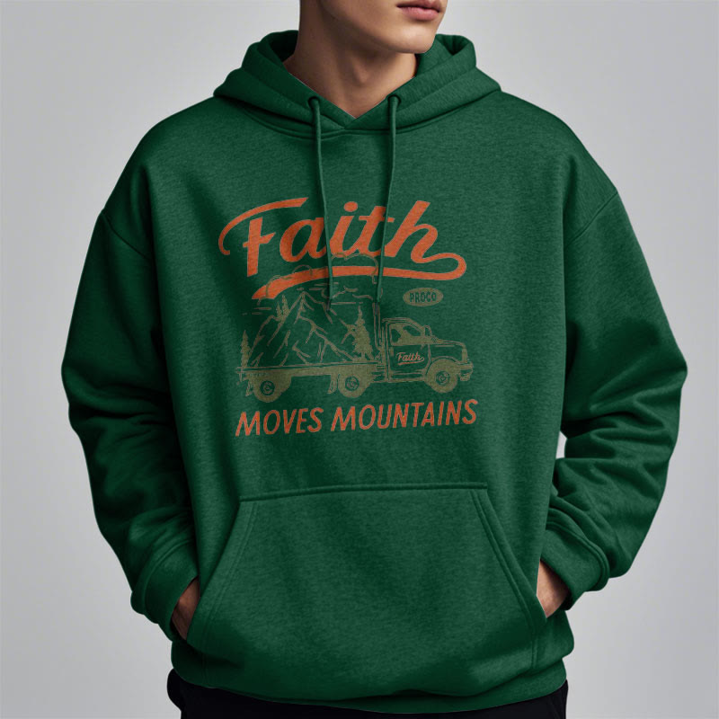 Christianartworkshop Zitat Farbiger Stil Glaube bewegt Berge Fleece gefütterter Polyester-Kapuzenpullover