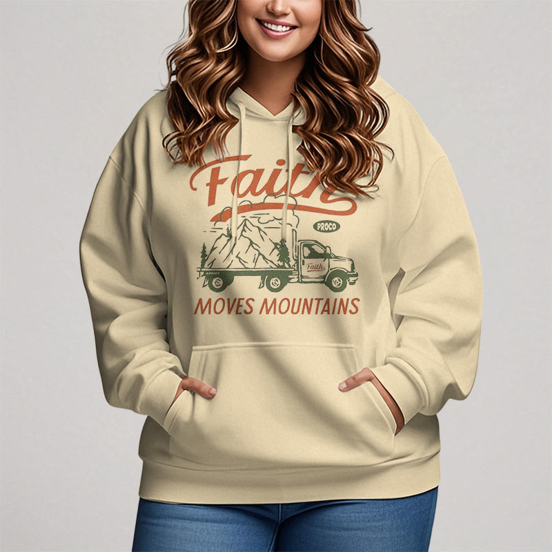 Christianartworkshop Zitat Farbiger Stil Glaube bewegt Berge Fleece gefütterter Polyester-Kapuzenpullover