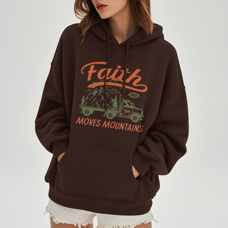 Christianartworkshop Zitat Farbiger Stil Glaube bewegt Berge Fleece gefütterter Polyester-Kapuzenpullover
