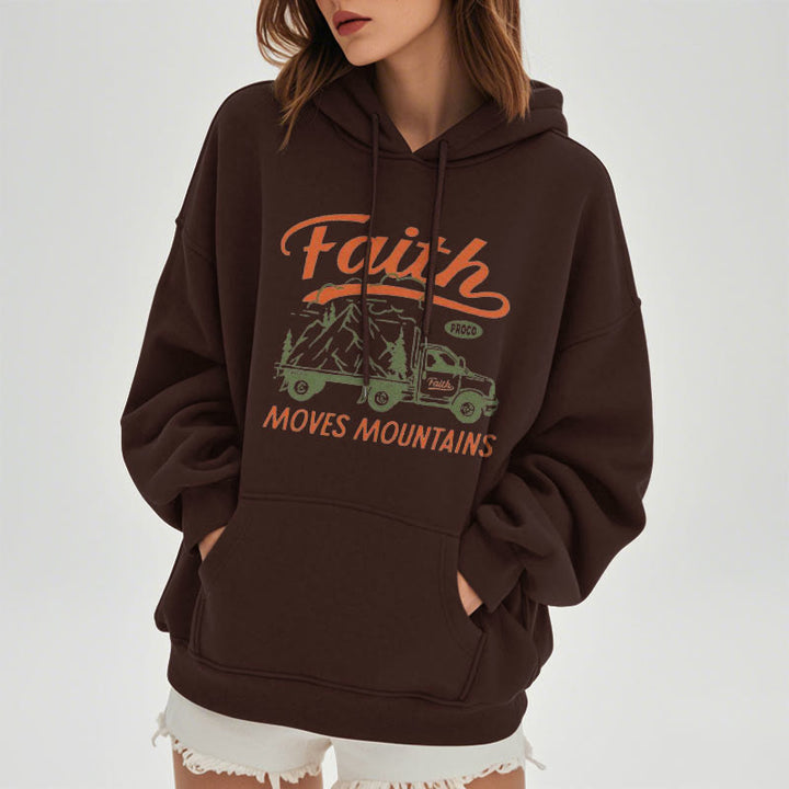 Christianartworkshop Zitat Farbiger Stil Glaube bewegt Berge Fleece gefütterter Polyester-Kapuzenpullover