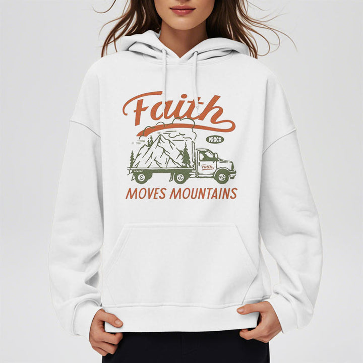 Christianartworkshop Zitat Farbiger Stil Glaube bewegt Berge Fleece gefütterter Polyester-Kapuzenpullover