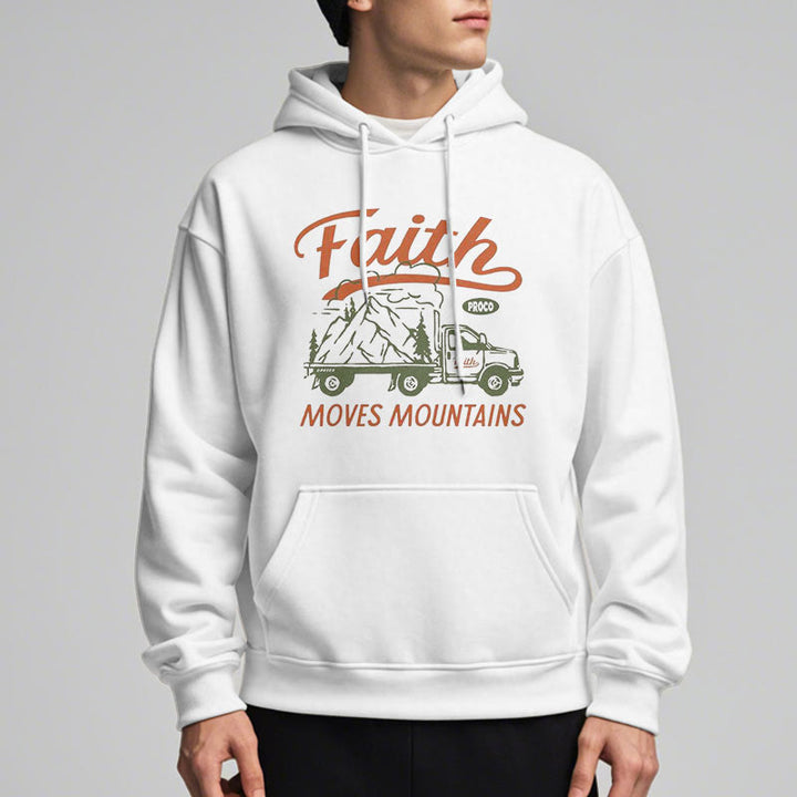 Christianartworkshop Zitat Farbiger Stil Glaube bewegt Berge Fleece gefütterter Polyester-Kapuzenpullover