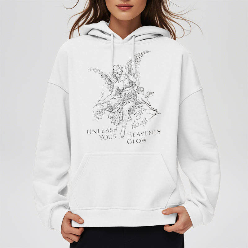 Christianartworkshop Klassischer Angel Unleash Your Heavenly Glow Polyester-Kapuzenpullover mit Fleecefutter
