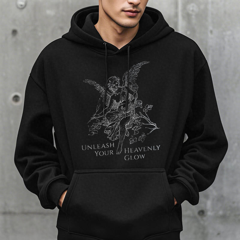 Christianartworkshop Klassischer Angel Unleash Your Heavenly Glow Polyester-Kapuzenpullover mit Fleecefutter