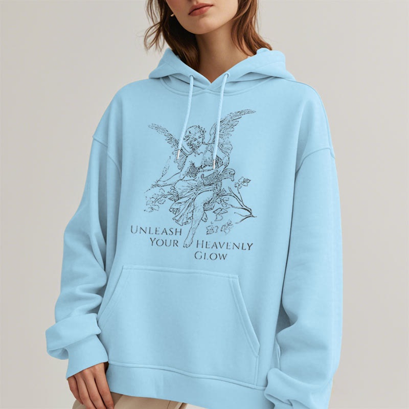 Christianartworkshop Klassischer Angel Unleash Your Heavenly Glow Polyester-Kapuzenpullover mit Fleecefutter