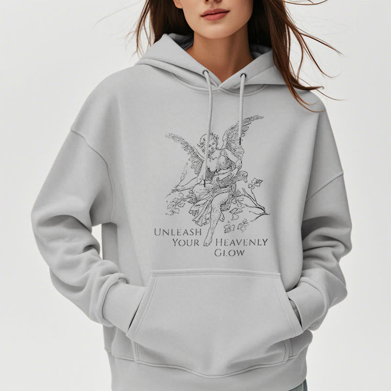 Christianartworkshop Klassischer Angel Unleash Your Heavenly Glow Polyester-Kapuzenpullover mit Fleecefutter