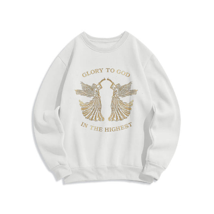 Christianartworkshop Sweatshirt im klassischen Stil mit der Aufschrift „Ehre sei Gott im höchsten Engel“ aus Polyester mit Fleecefutter