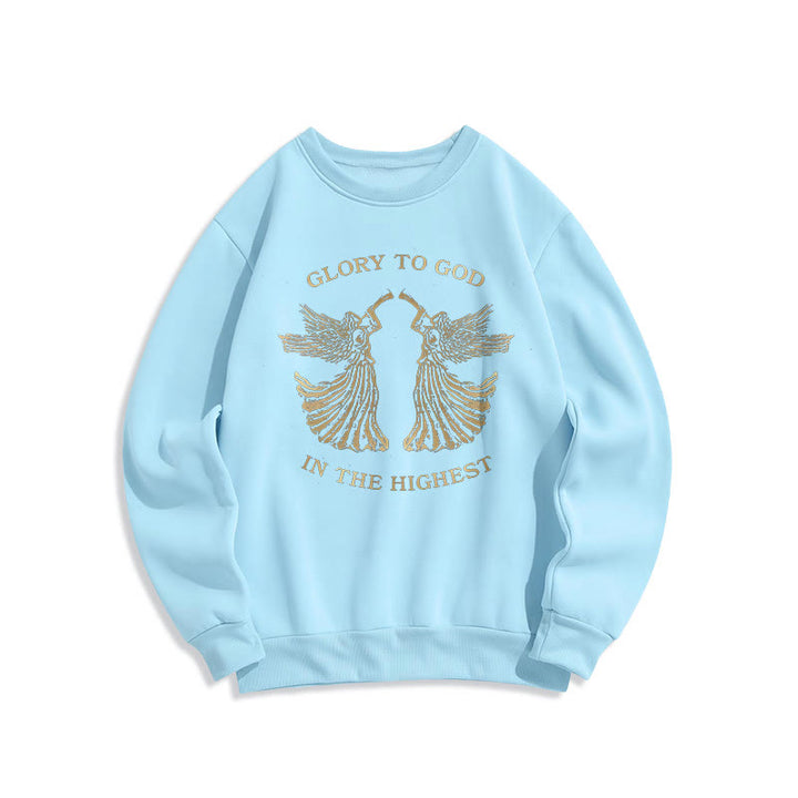 Christianartworkshop Sweatshirt im klassischen Stil mit der Aufschrift „Ehre sei Gott im höchsten Engel“ aus Polyester mit Fleecefutter