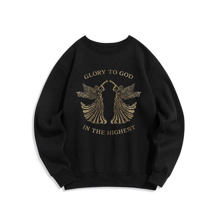 Christianartworkshop Sweatshirt im klassischen Stil mit der Aufschrift „Ehre sei Gott im höchsten Engel“ aus Polyester mit Fleecefutter