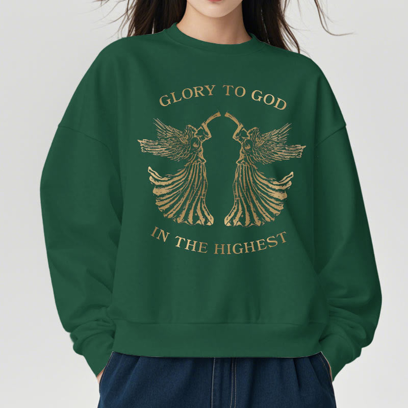 Christianartworkshop Sweatshirt im klassischen Stil mit der Aufschrift „Ehre sei Gott im höchsten Engel“ aus Polyester mit Fleecefutter