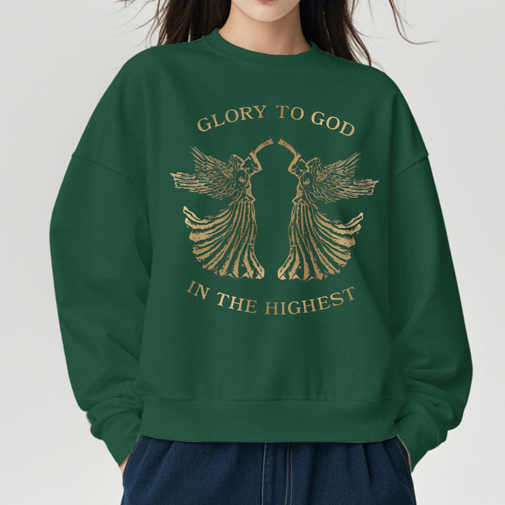 Christianartworkshop Sweatshirt im klassischen Stil mit der Aufschrift „Ehre sei Gott im höchsten Engel“ aus Polyester mit Fleecefutter