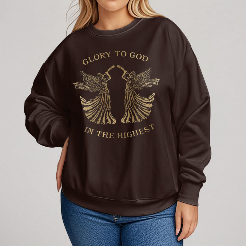 Christianartworkshop Sweatshirt im klassischen Stil mit der Aufschrift „Ehre sei Gott im höchsten Engel“ aus Polyester mit Fleecefutter