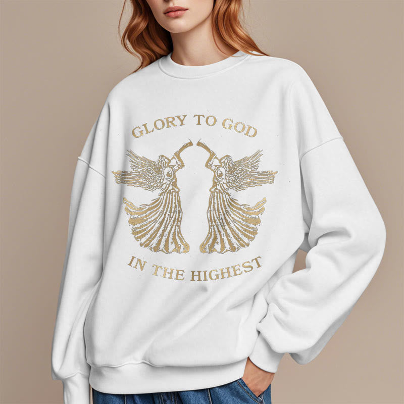 Christianartworkshop Sweatshirt im klassischen Stil mit der Aufschrift „Ehre sei Gott im höchsten Engel“ aus Polyester mit Fleecefutter