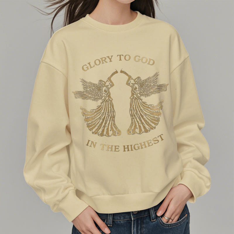 Christianartworkshop Sweatshirt im klassischen Stil mit der Aufschrift „Ehre sei Gott im höchsten Engel“ aus Polyester mit Fleecefutter